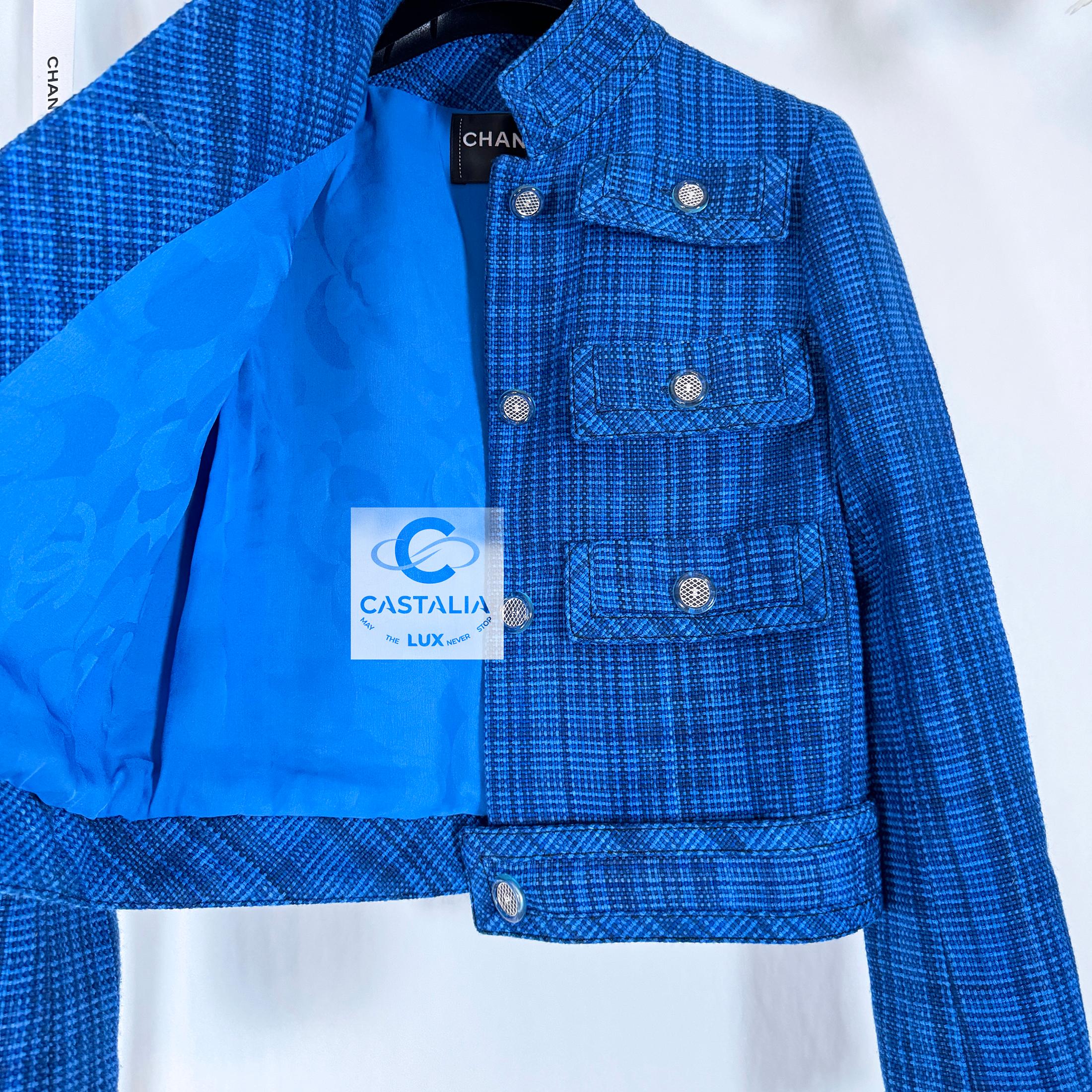Chanel New 2020 Iconic Royal Blue Tweed Jacket 10