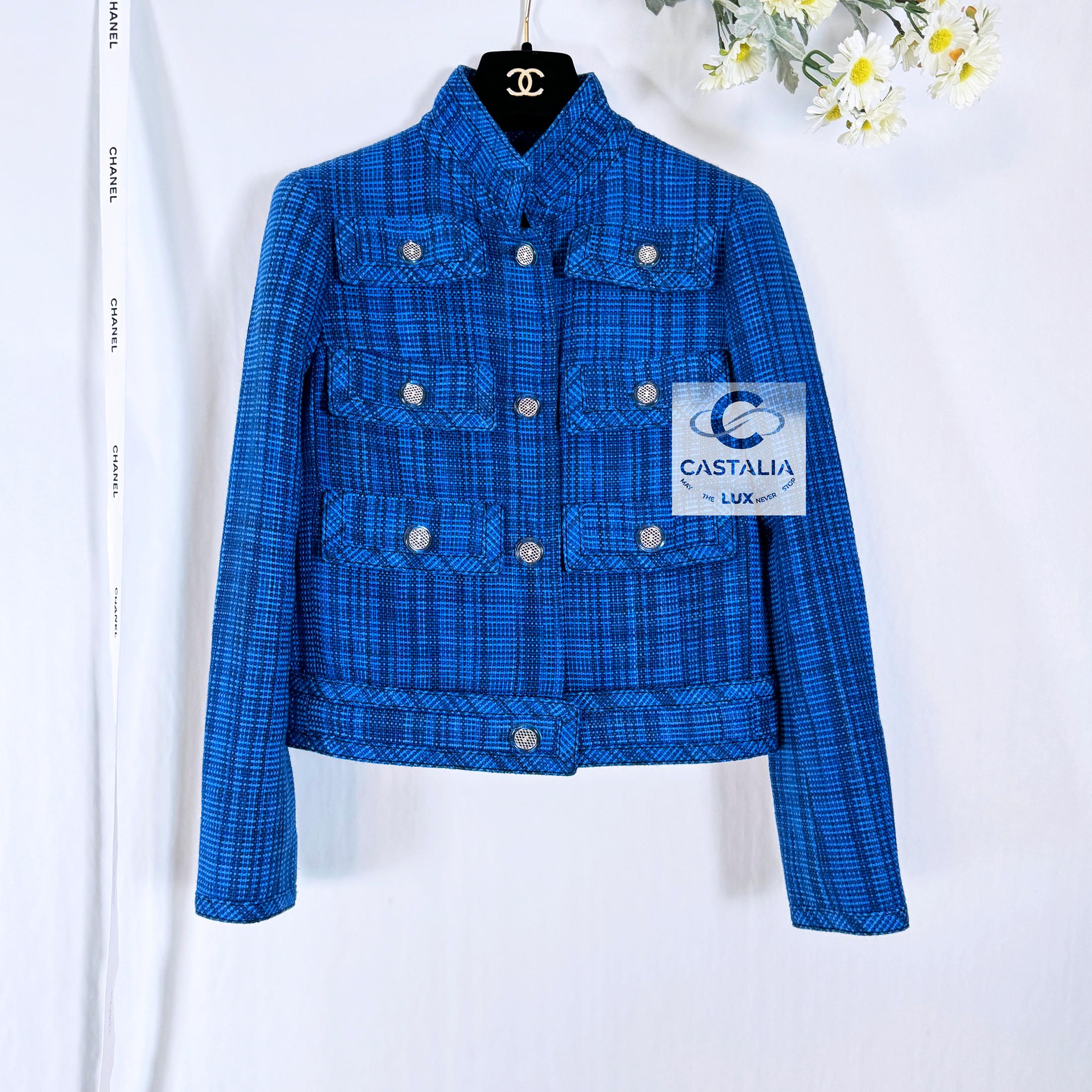 Chanel New 2020 Iconic Royal Blue Tweed Jacket 4