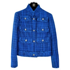 Chanel New 2020 Iconic Royal Blue Tweed Jacket