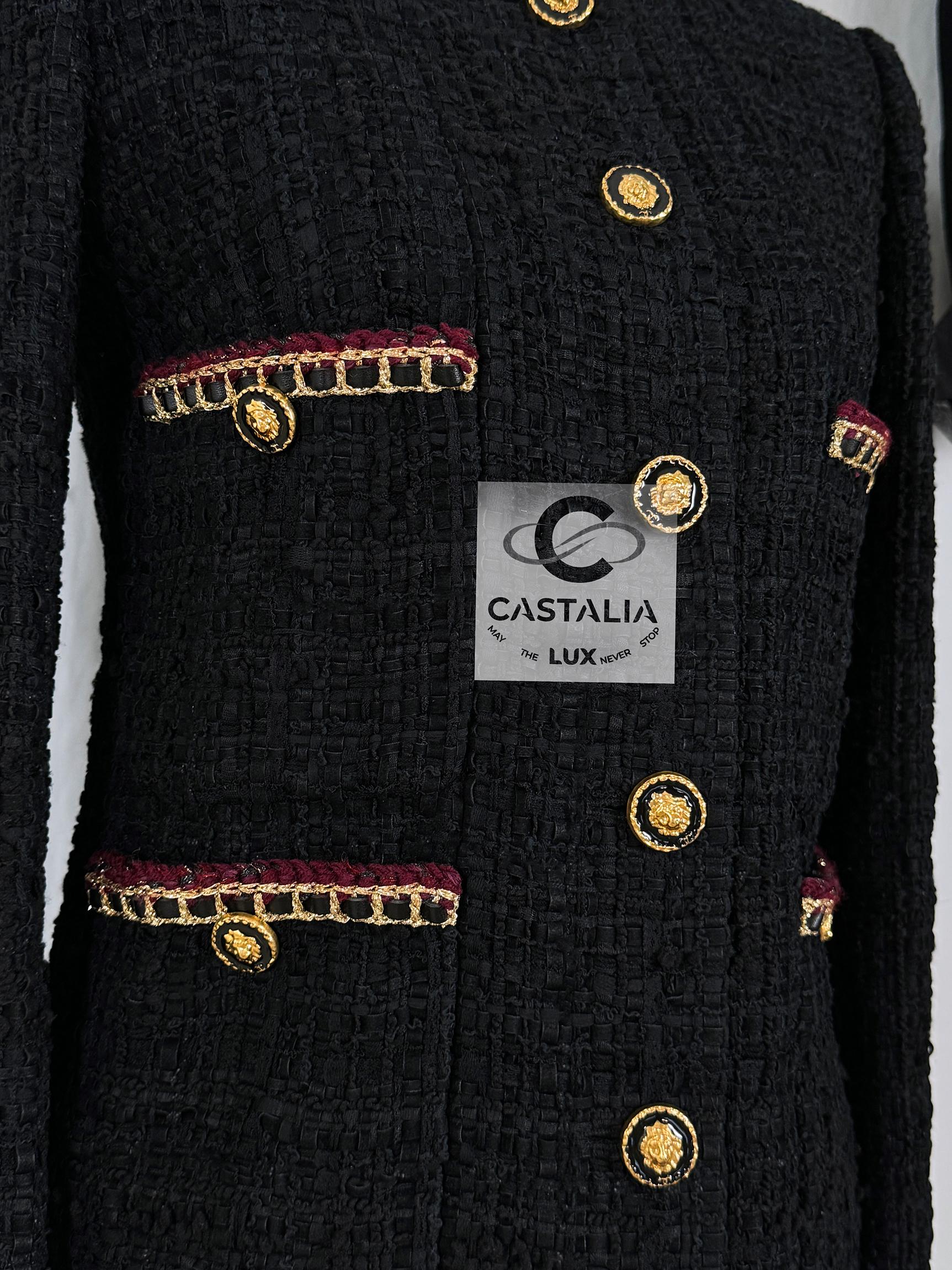 Chanel New 2021 Hailey Bieber Style Black Tweed Jacket 7