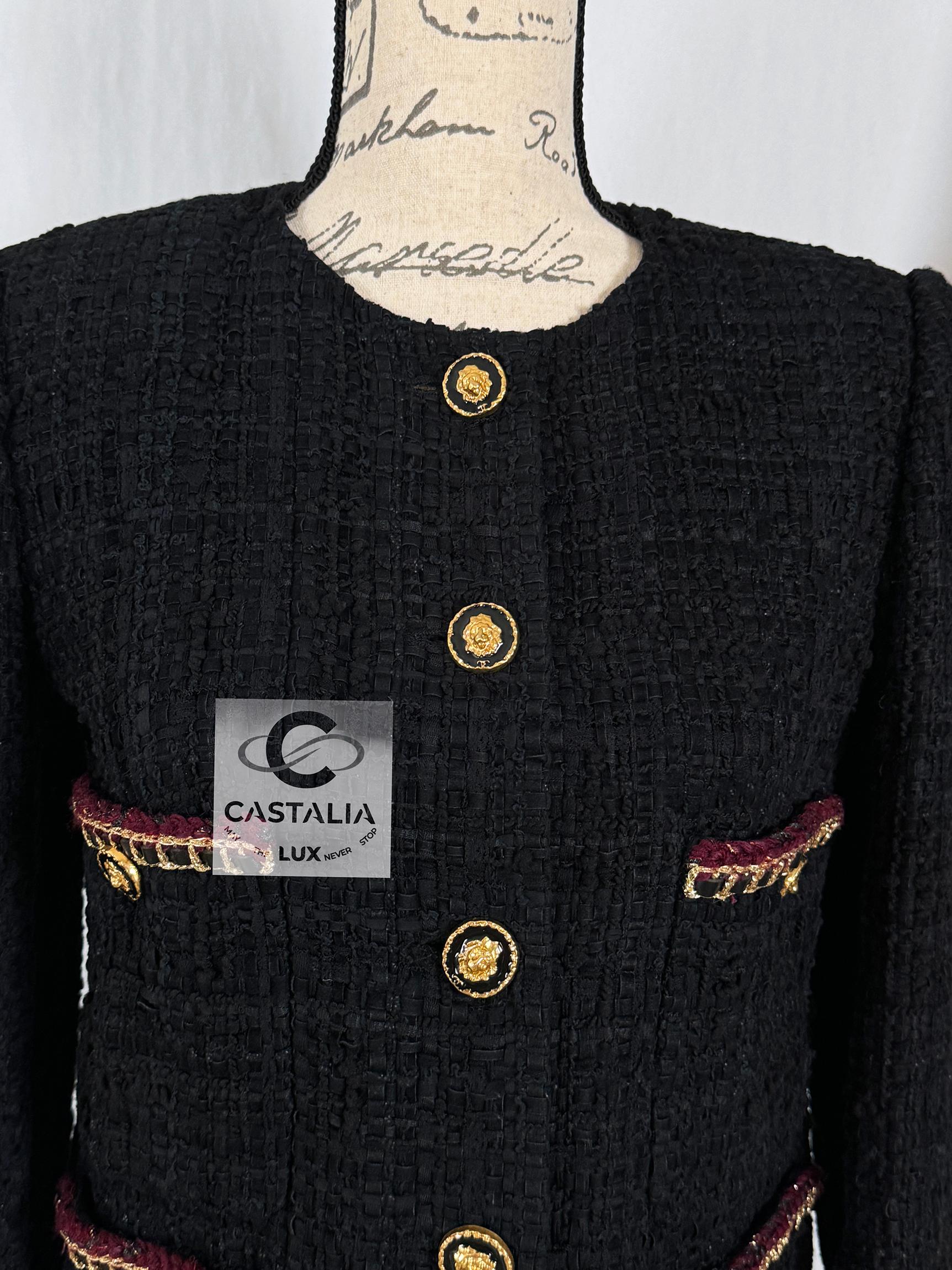 Chanel New 2021 Hailey Bieber Style Black Tweed Jacket 8