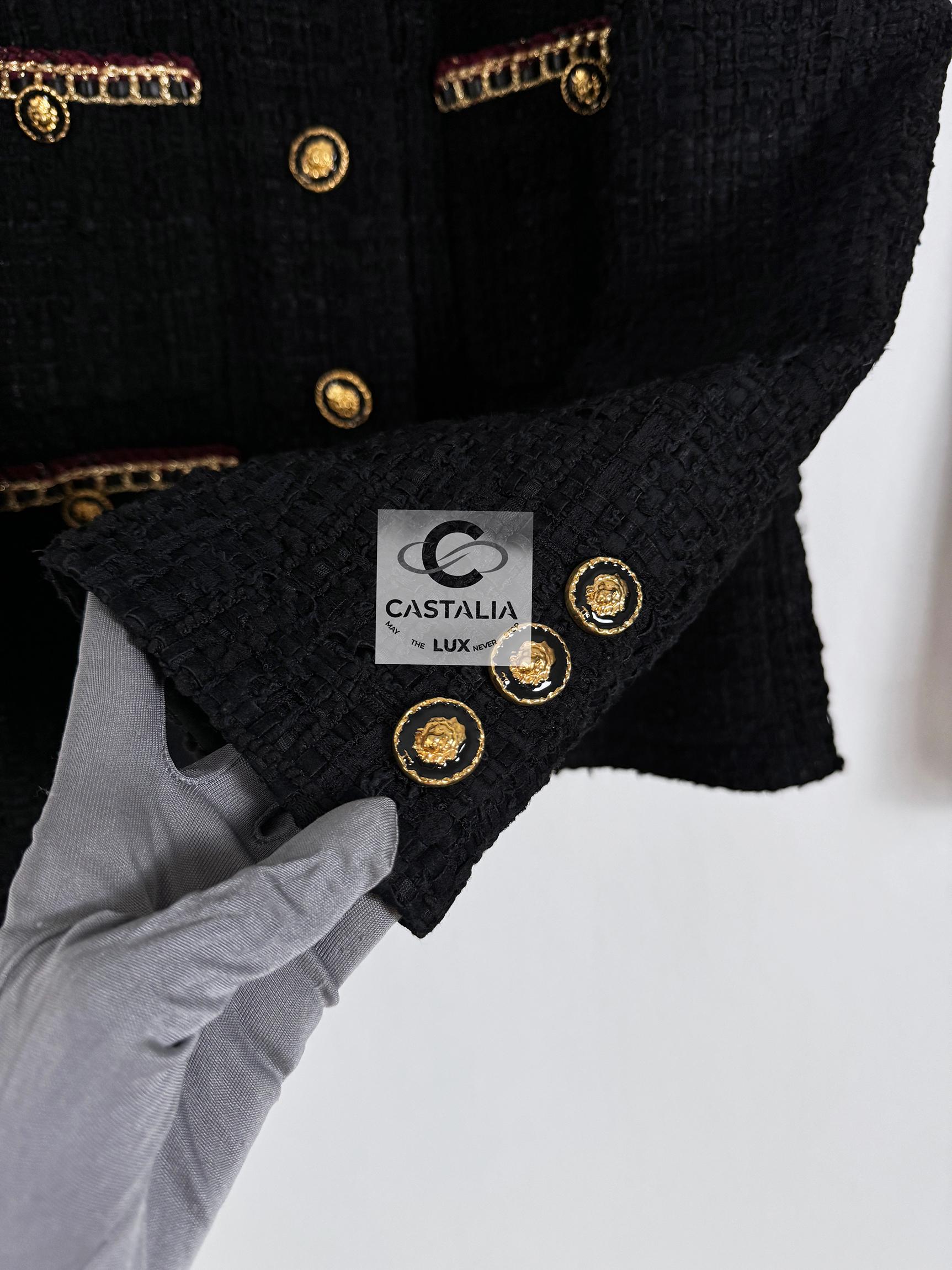 Chanel New 2021 Hailey Bieber Style Black Tweed Jacket 9