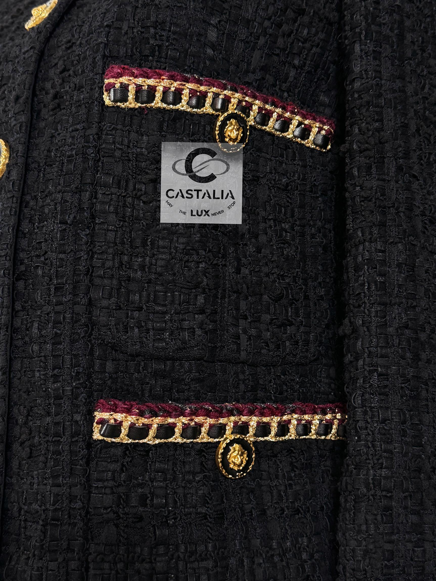Chanel New 2021 Hailey Bieber Style Black Tweed Jacket 13