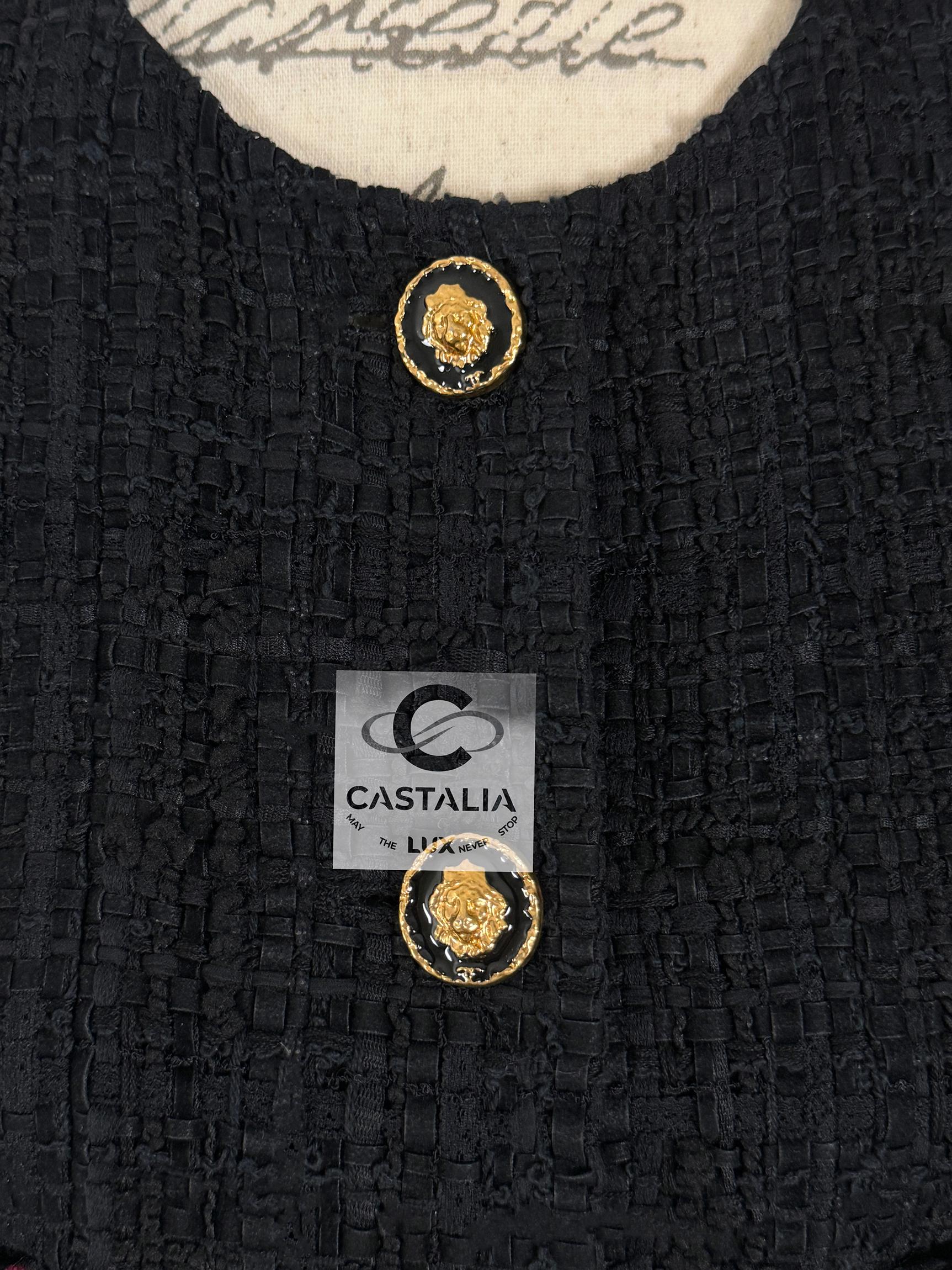 Chanel New 2021 Hailey Bieber Style Black Tweed Jacket 14