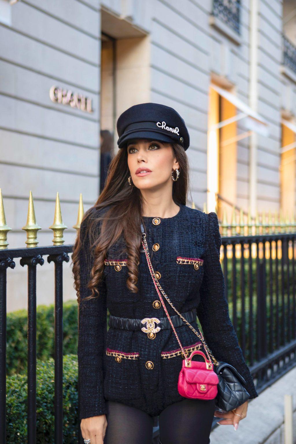 Chanel New 2021 Hailey Bieber Style Black Tweed Jacket 3