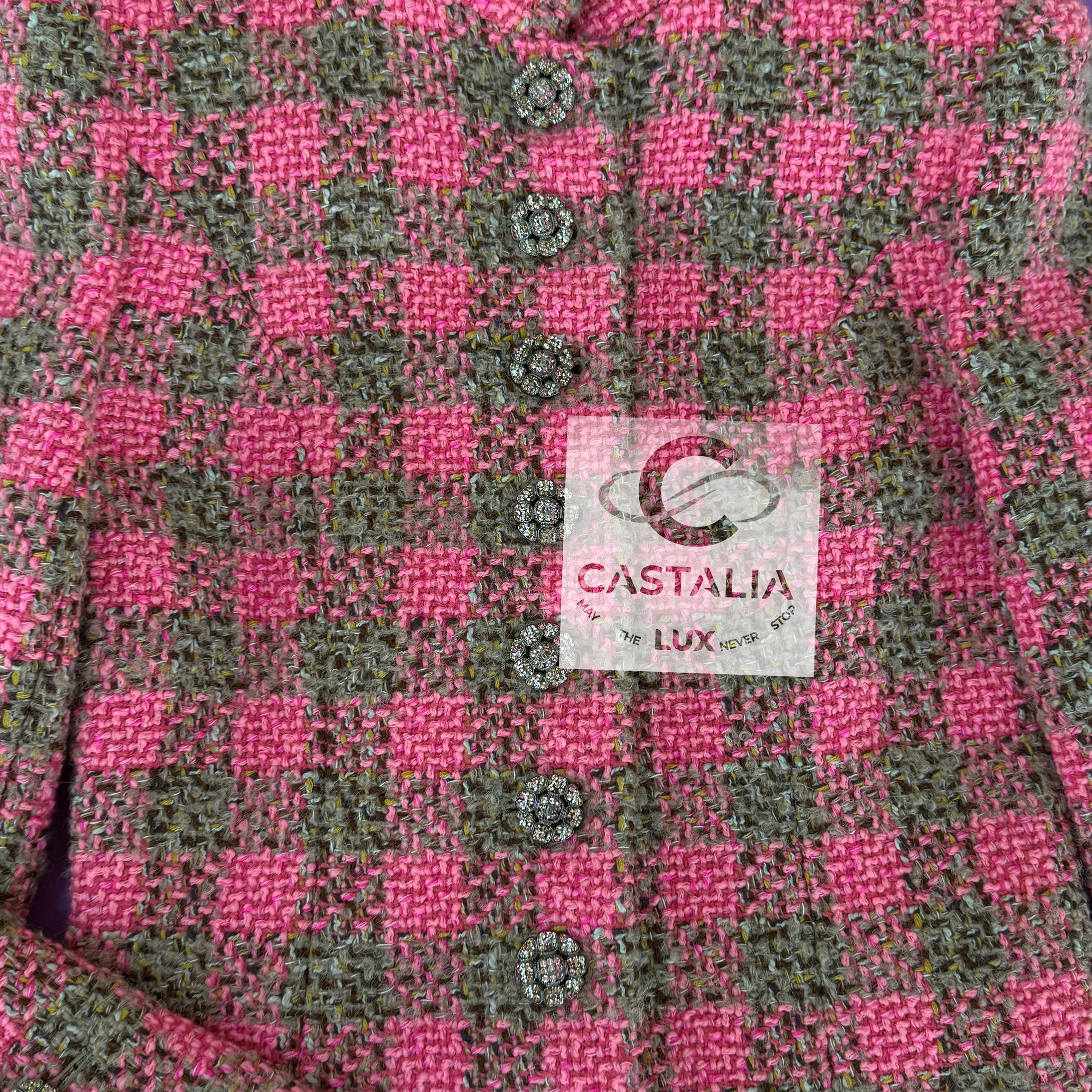 Chanel New 2022 Ad Campaign Pink Tweed Jacket 34 FR For Sale 7
