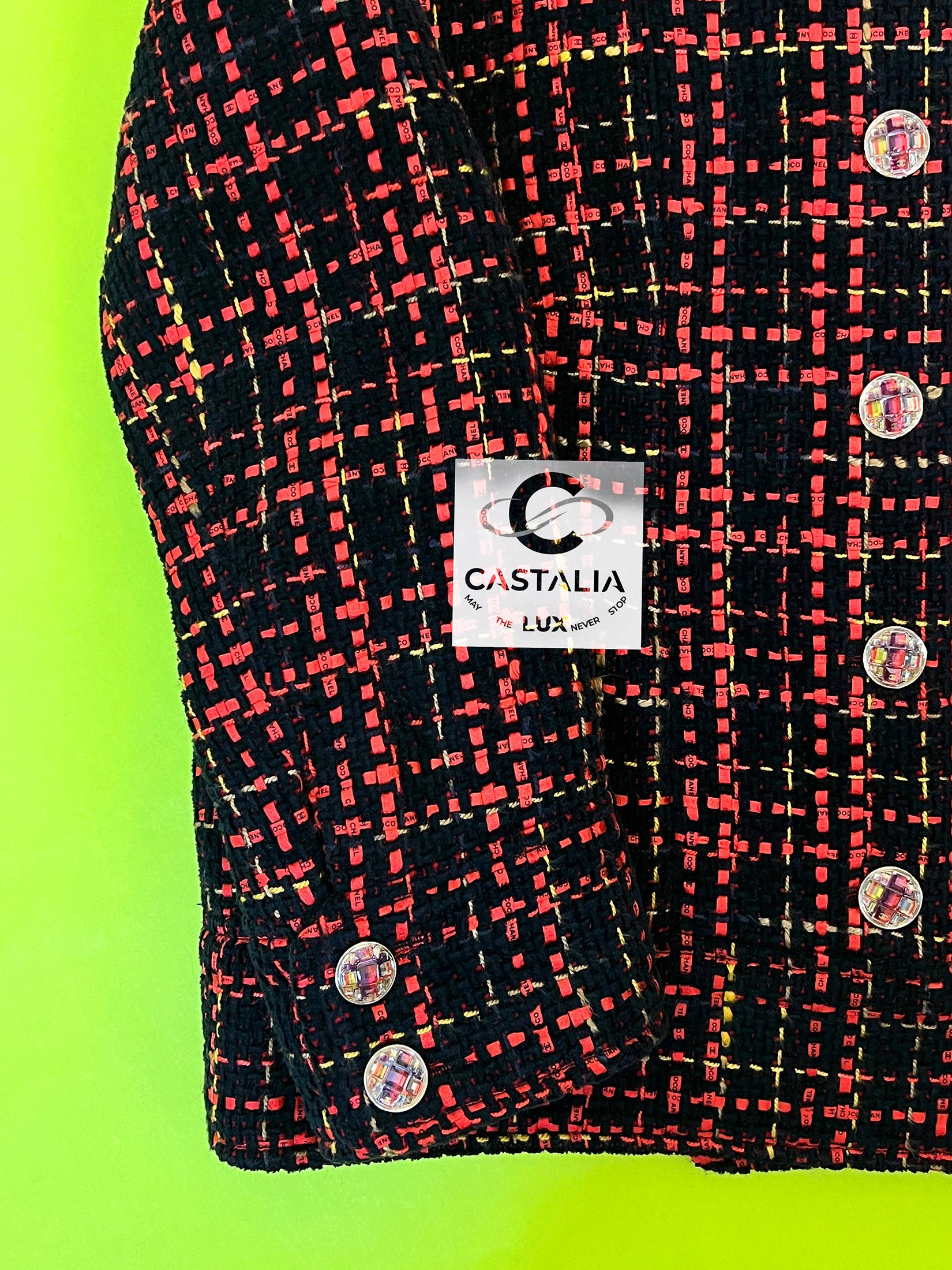 Chanel New 2022 Black Logo Ribbon Tweed Jacket 6