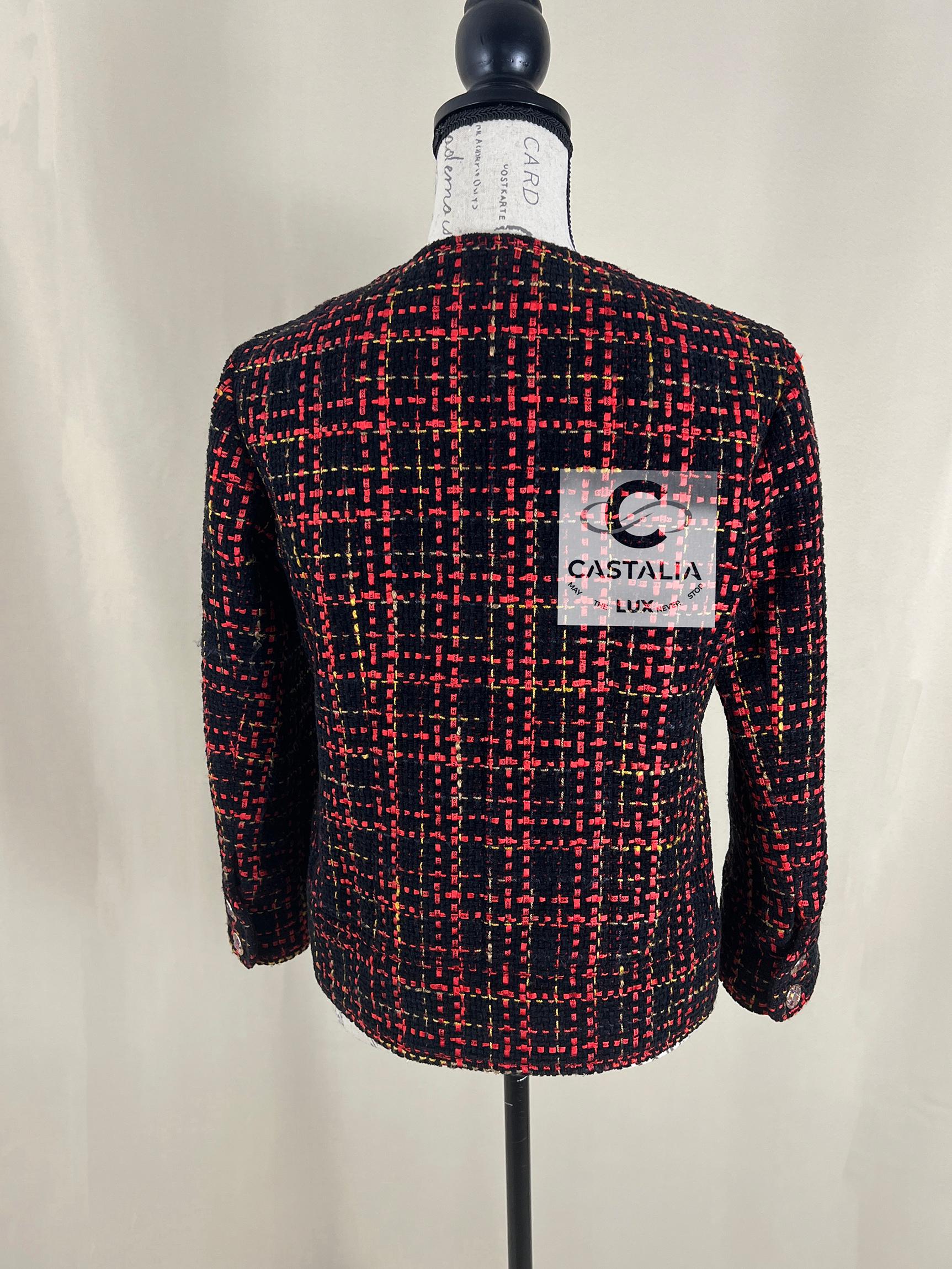 Chanel New 2022 Black Logo Ribbon Tweed Jacket 9