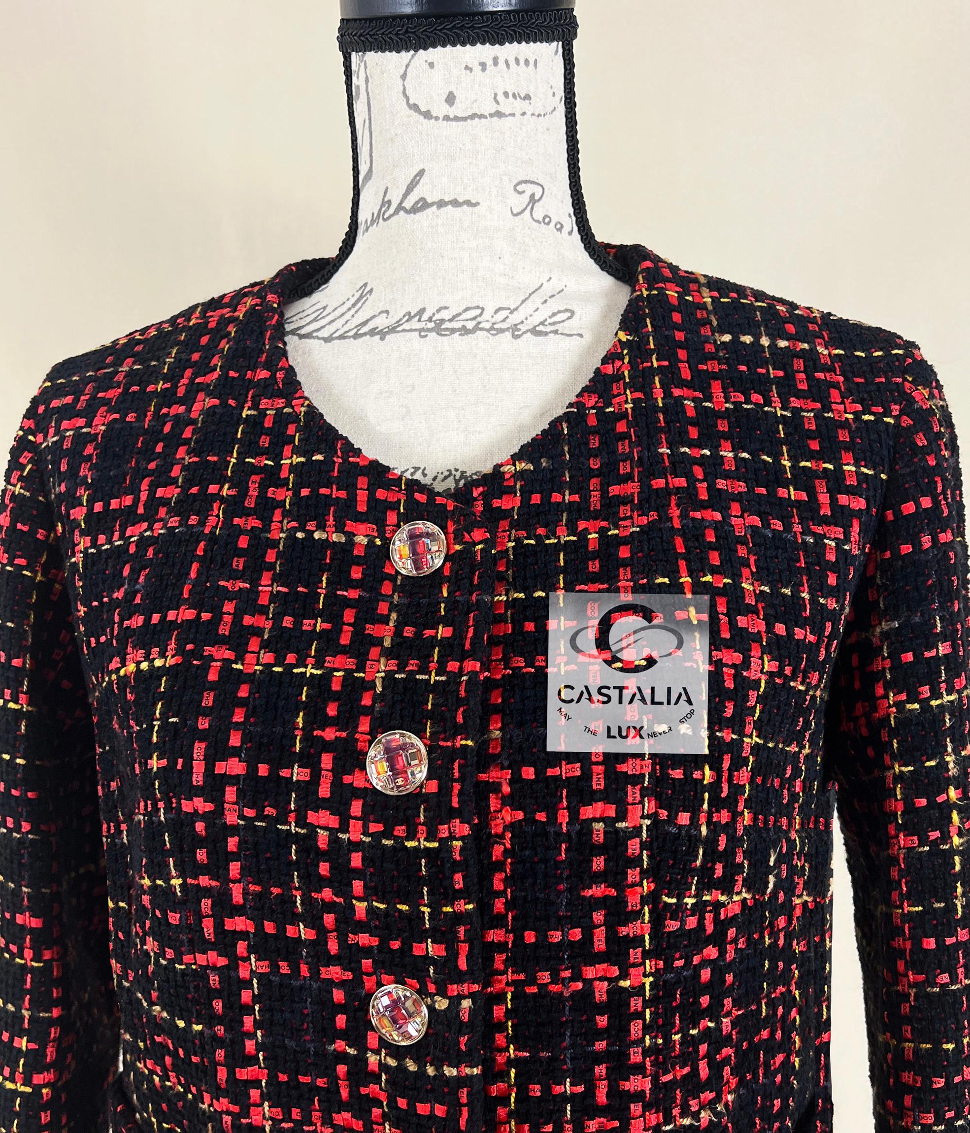 Chanel New 2022 Black Logo Ribbon Tweed Jacket 2