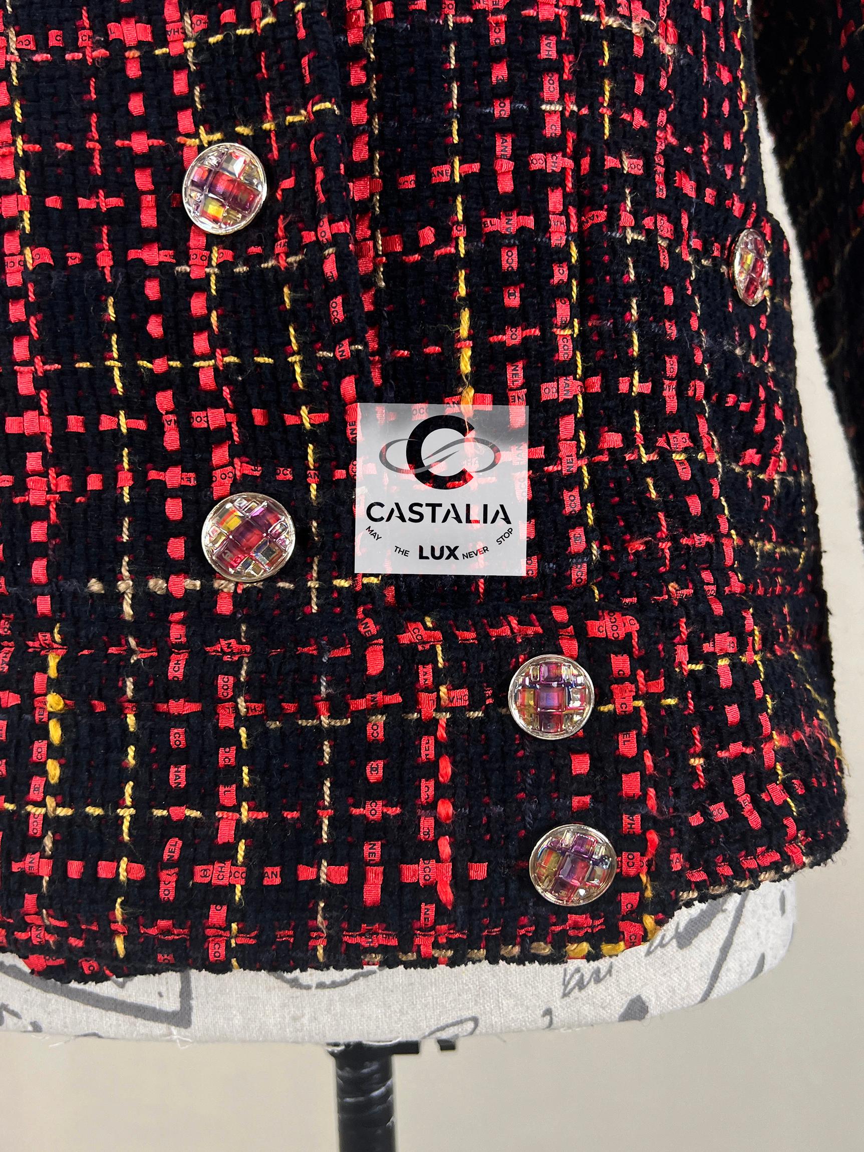 Chanel New 2022 Black Logo Ribbon Tweed Jacket 3