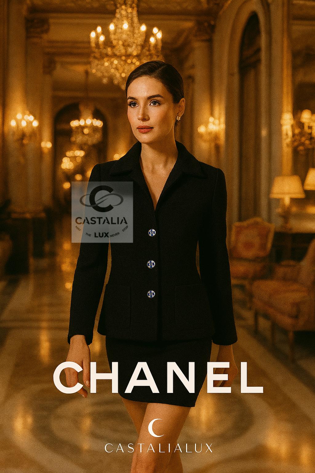 Chanel New 2022 Giacca in tweed nero con bottoni Gripoix 38 FR in vendita 3