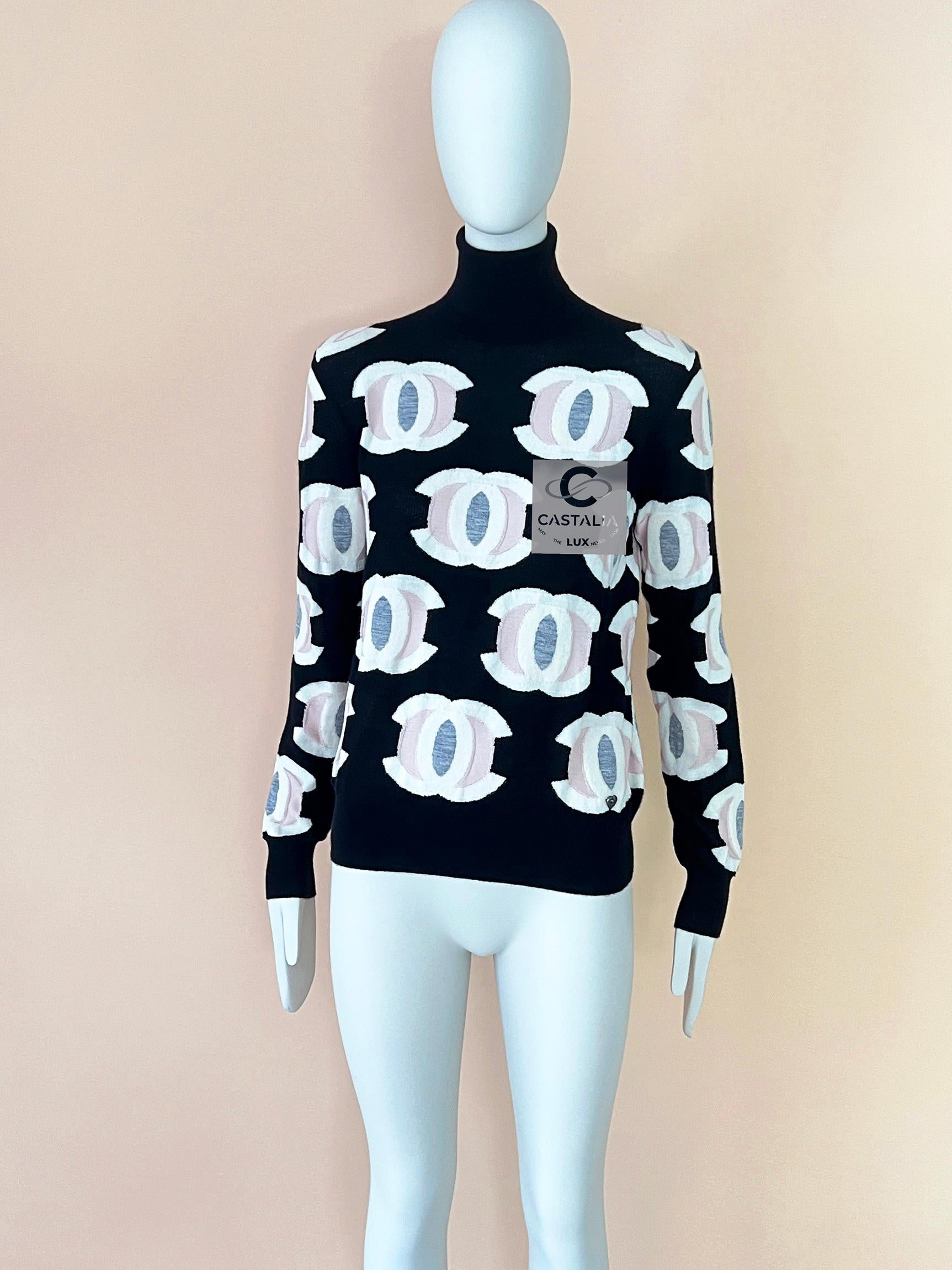 Gray Chanel New 2022 CC Hearts Cashmere Jumper