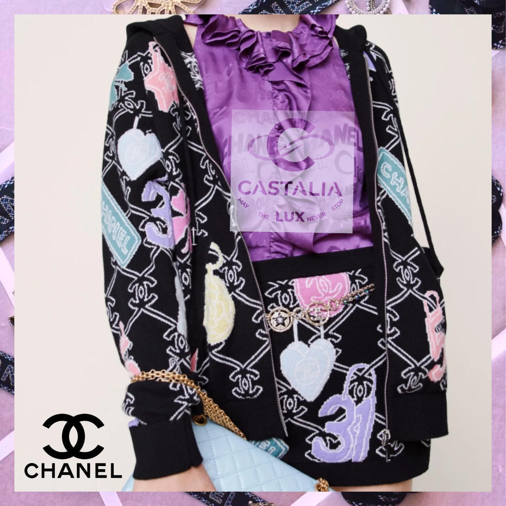 Femenino o masculino Chanel New 2022 CC Logo Cardigan Sudadera con capucha 34 FR en venta