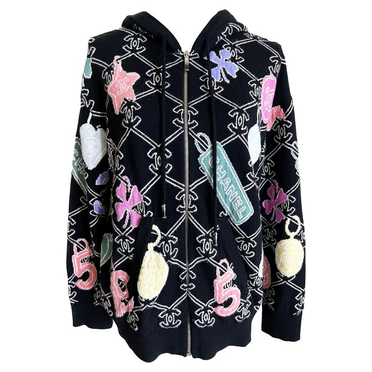 Chanel New 2022 CC Logo Cardigan Hoodie 34 FR at 1stDibs