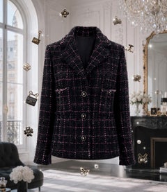 CHANEL New 2022 Iconic Black Tweed Jacket with CC Sequin Buttons 36 FR