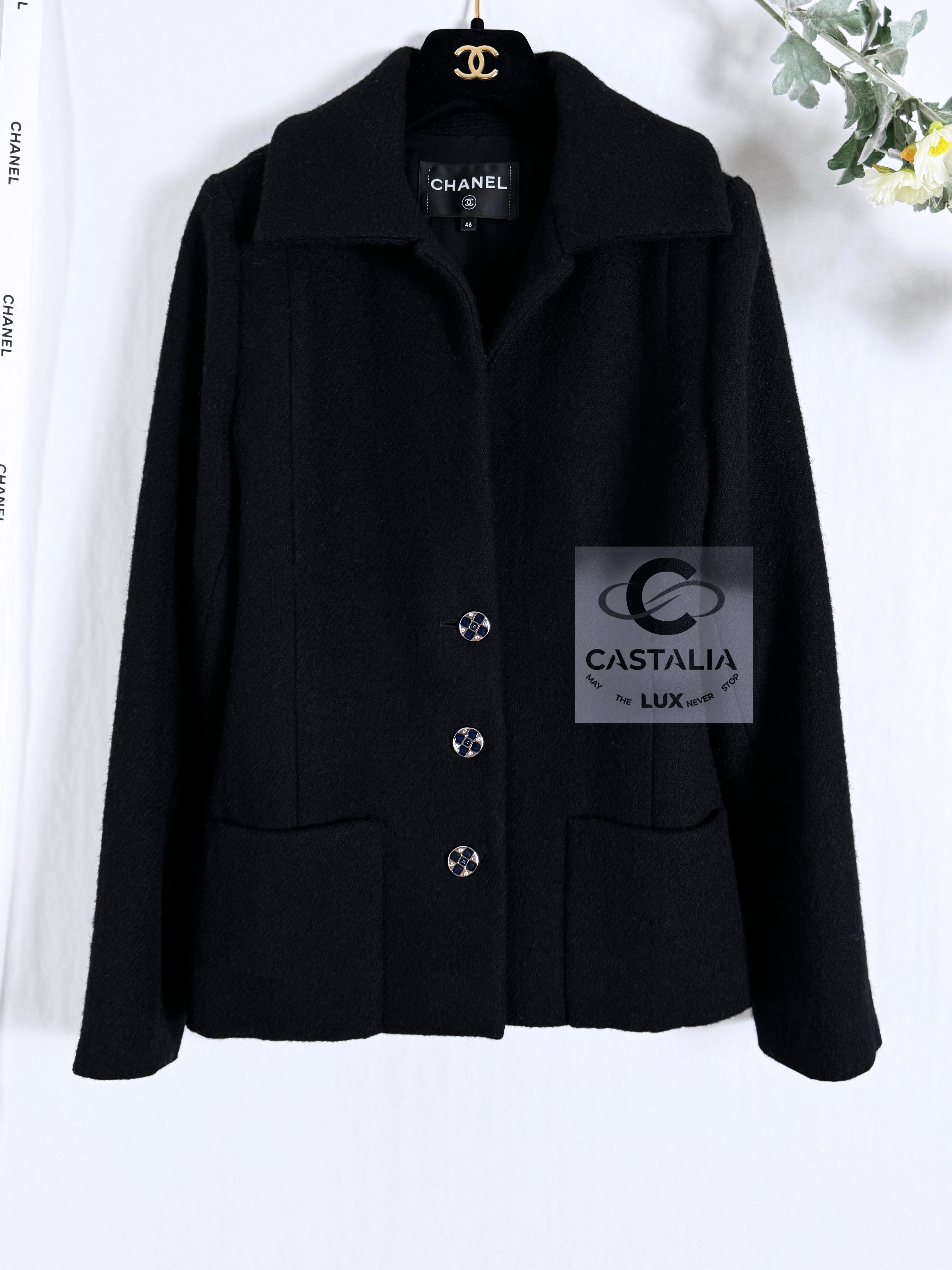 Chanel New 2022 Jewel Buttons Black Tweed Jacket 12