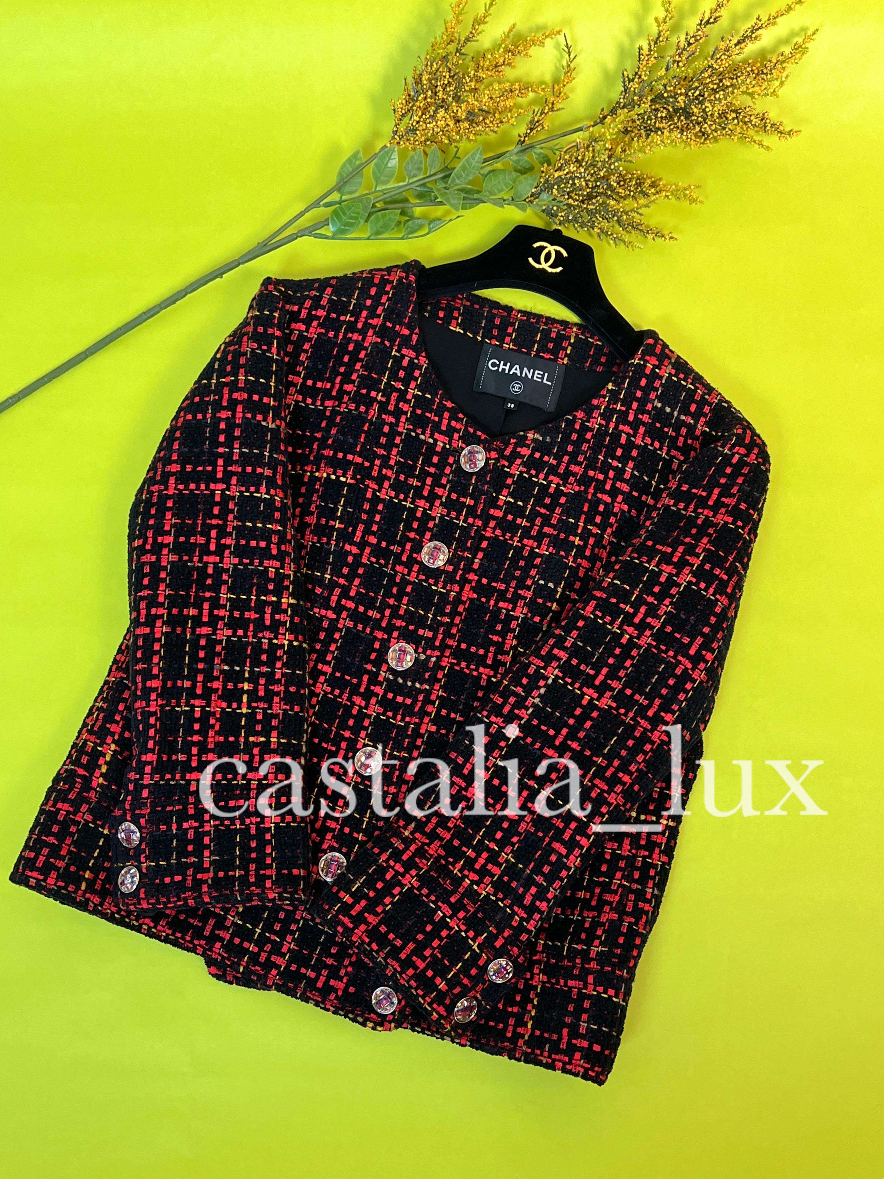 Chanel New 2022 Logo Ribbon Tweed Black Jacket 6