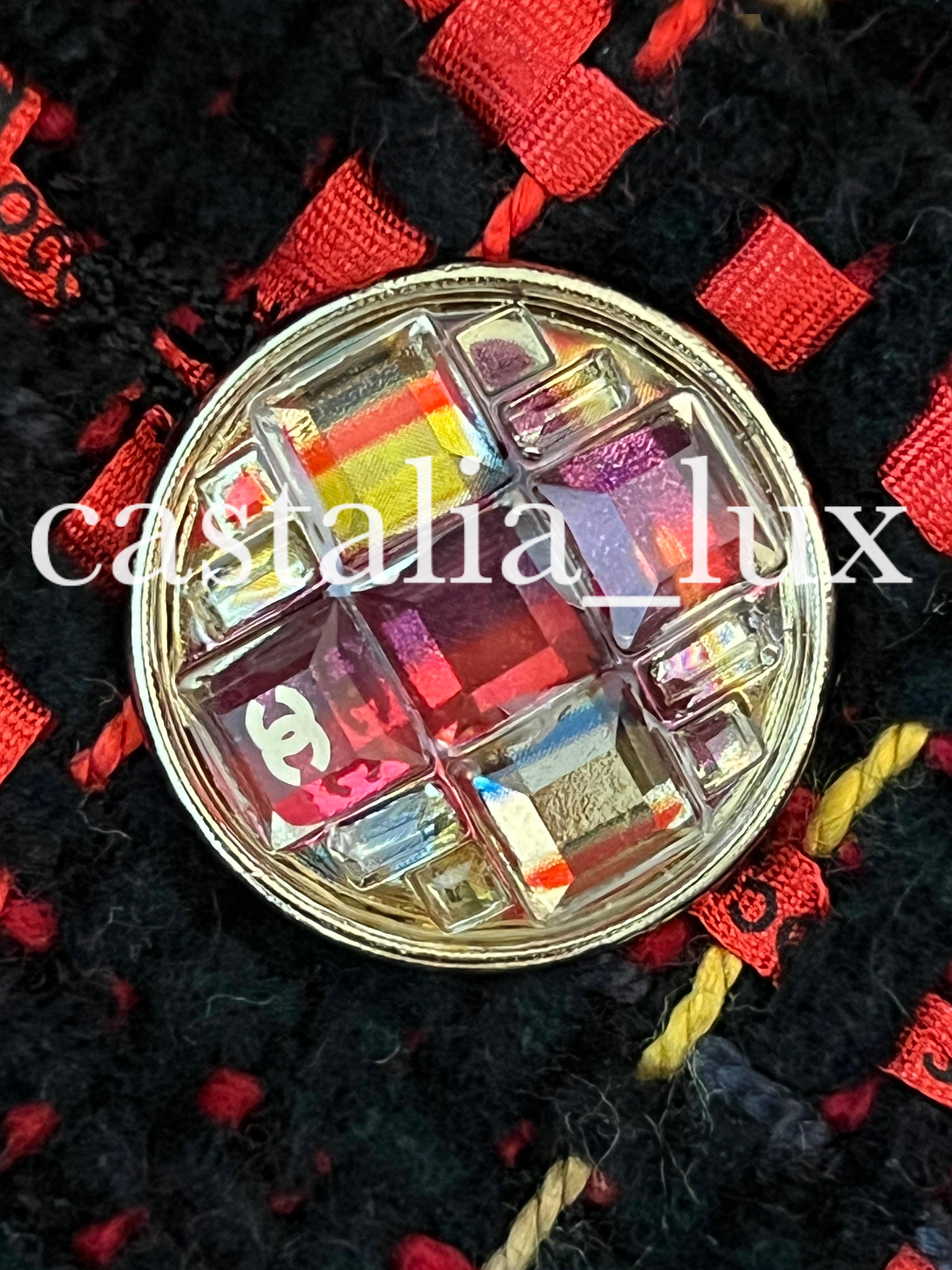 Chanel New 2022 Logo Ribbon Tweed Black Jacket 9