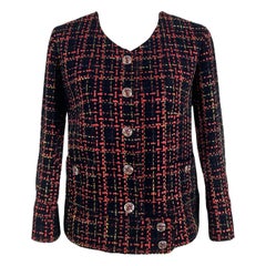 Chanel New 2022 Logo Ribbon Tweed Black Jacket