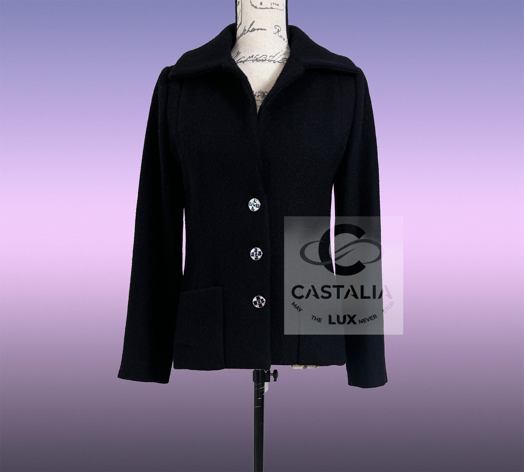 CHANEL Nueva 2022 Pasarela Chaqueta de tweed negro 34 FR en venta 9