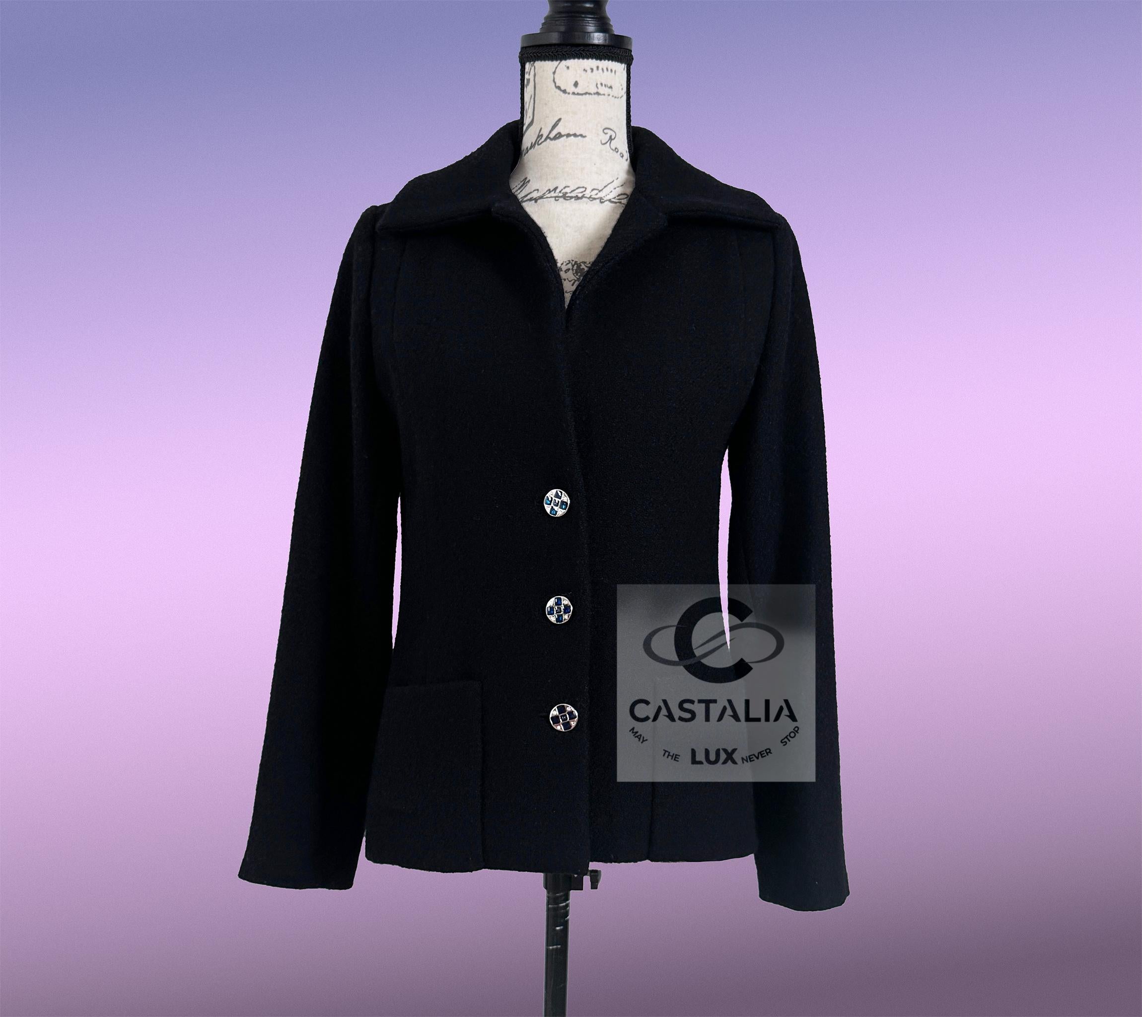 CHANEL Nueva 2022 Pasarela Chaqueta de tweed negro 34 FR en venta 1