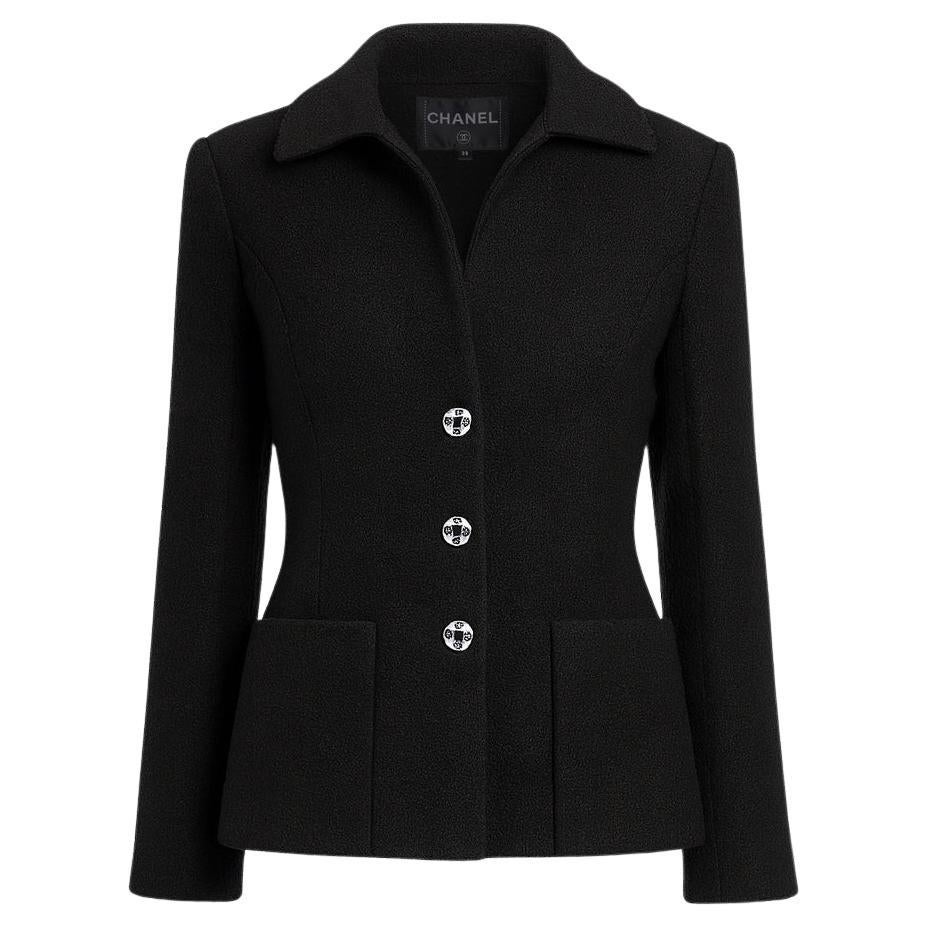 CHANEL New 2022 Runway Black Tweed Jacket 34 FR