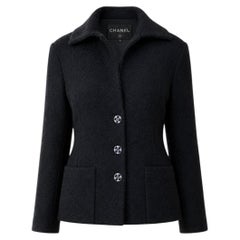 CHANEL New 2022 Runway Black Tweed Jacket 34 FR