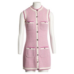 Chanel New 2022 Spring CC Buttons Knit DressNew Chanel ecru knit dress with CC b