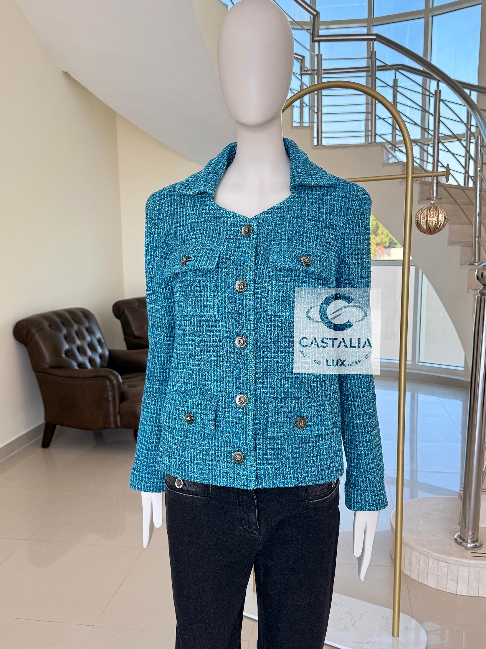 da uomo o donna Chanel Nuova Primavera 2022 Giacca in tweed turchese 36 FR in vendita