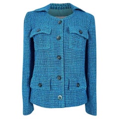 Chanel Nuova Primavera 2022 Giacca in tweed turchese 36 FR