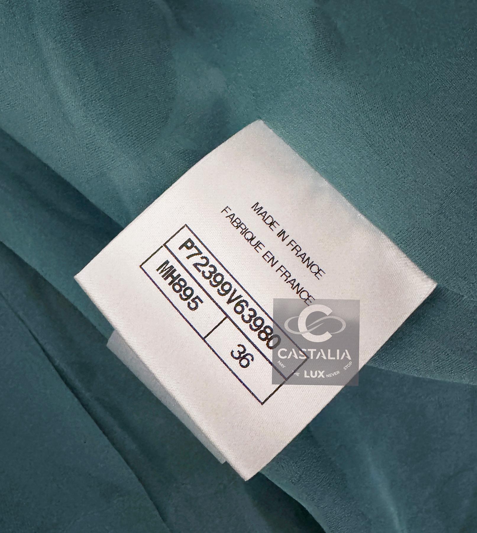 Chanel Neu 2022 Frühjahr Türkis-Tweedjacke aus Tweed 13