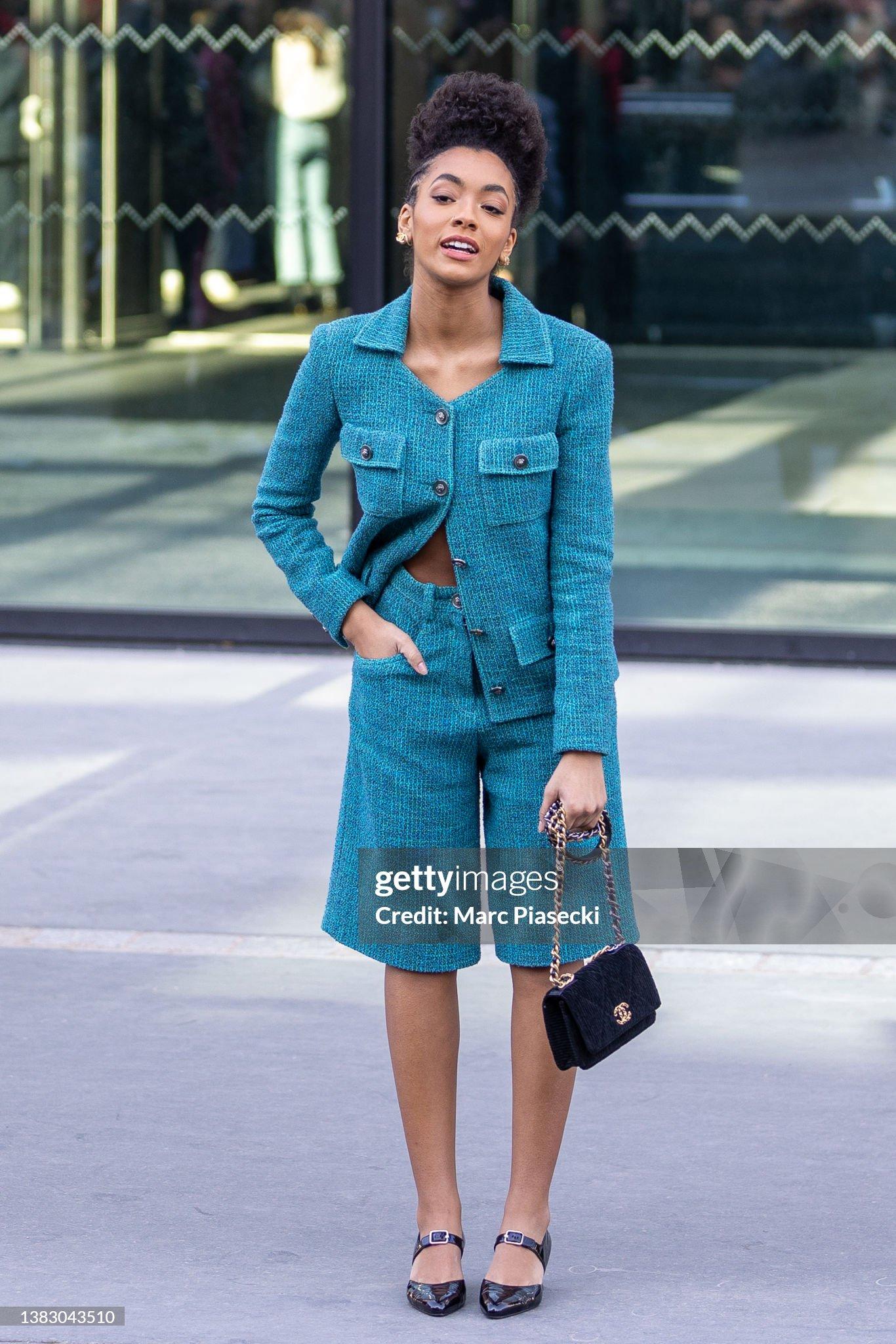 Chanel Neu 2022 Frühjahr Türkis-Tweedjacke aus Tweed (Blau)