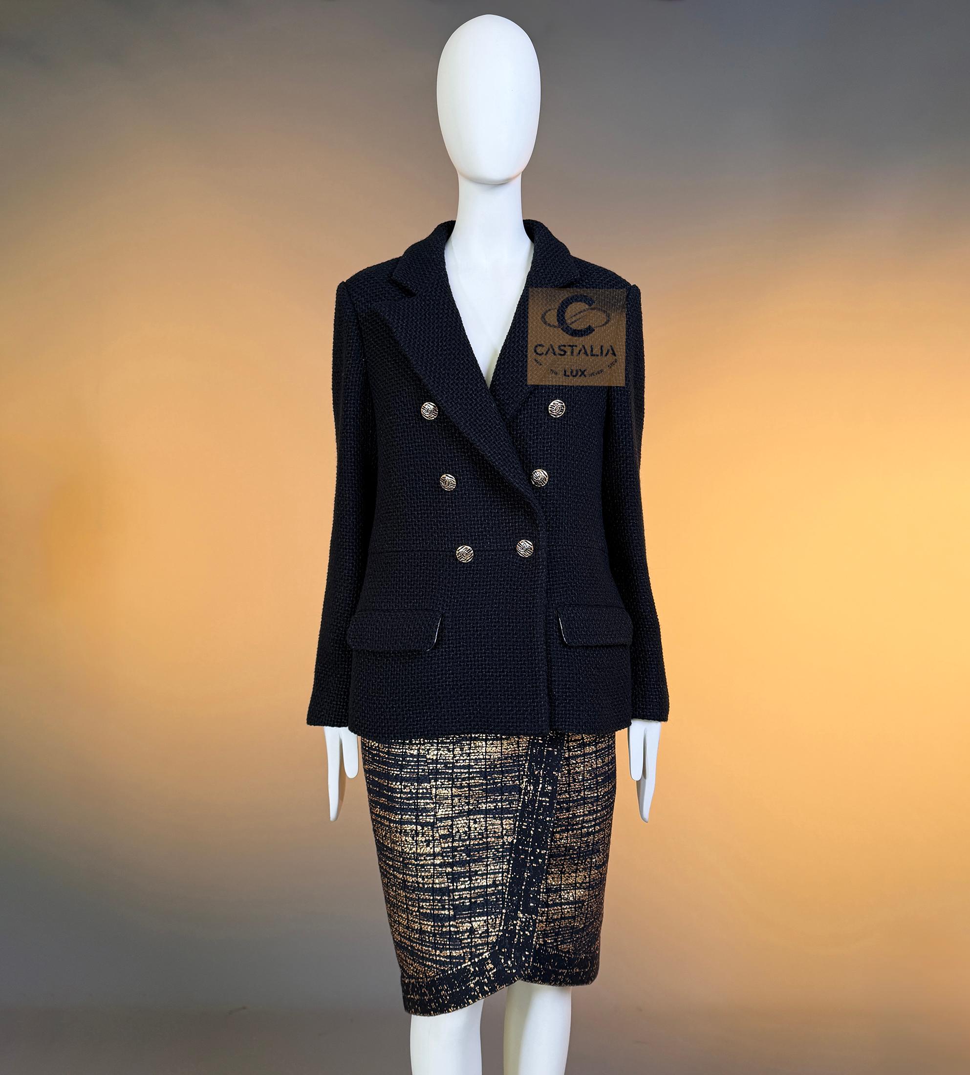 Femenino o masculino CHANEL New 2022 Chaqueta intemporal de tweed negro 40 FR en venta