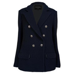 CHANEL New 2022 Chaqueta intemporal de tweed negro 40 FR