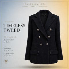CHANEL New 2022 Timeless Black Tweed Jacket 40 FR