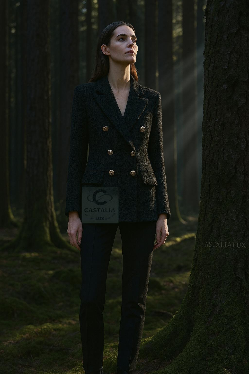 Noir Chanel New 2022 Timeless Black Tweed Jacket (Veste en tweed noir) en vente