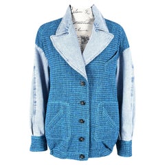 Chanel New 2022 Turquoise Tweed and Denim Jacket