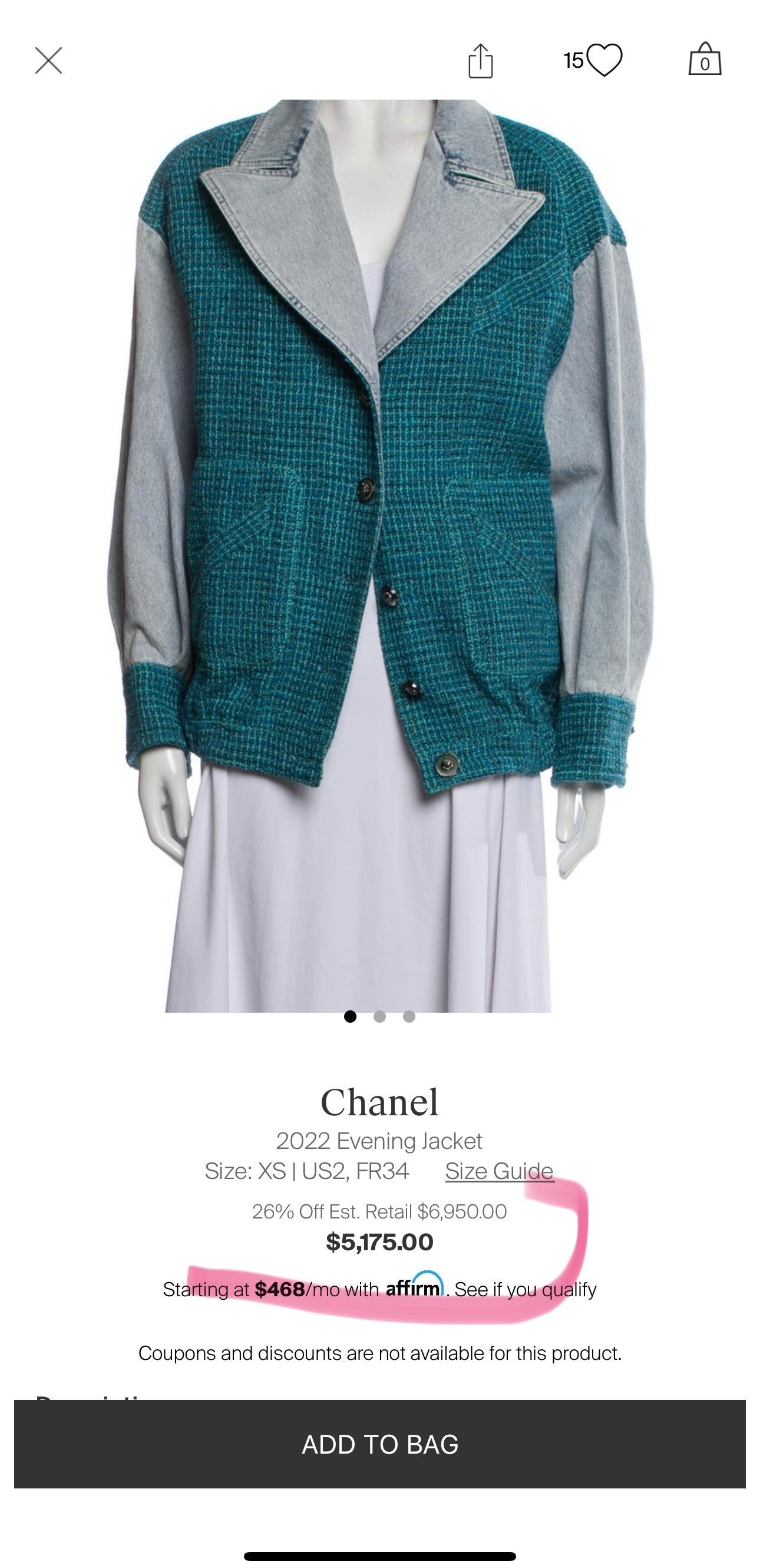 Chanel New 2022 Turquoise Tweed Relaxed Jacket For Sale 15