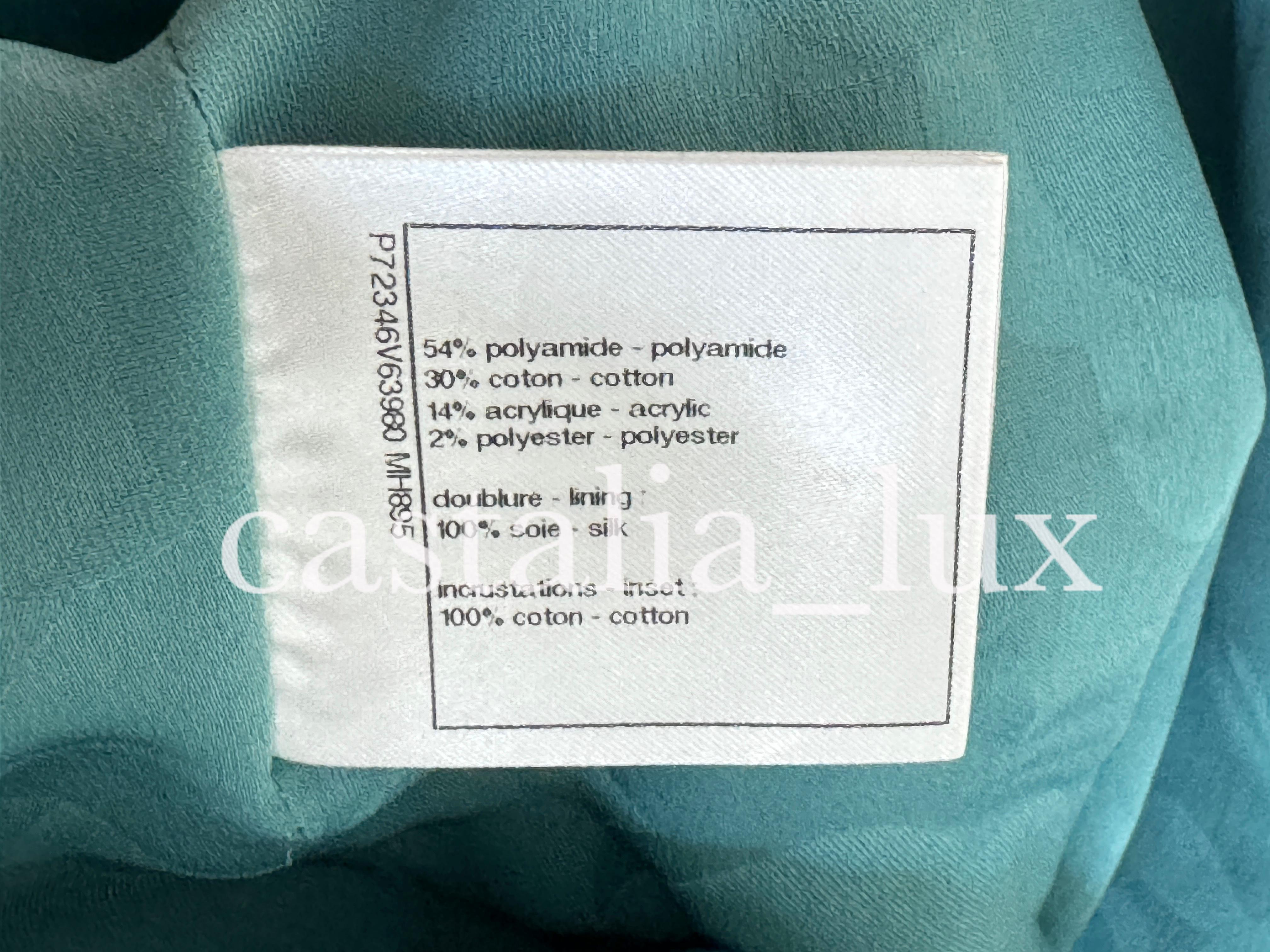 Chanel New 2022 Turquoise Tweed Relaxed Jacket For Sale 16