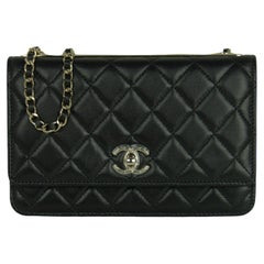 Chanel NEW 2023 Black Quilted Trendy CC WOC Crossbody Bag