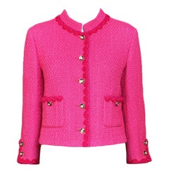Chanel New 2024 Paris / Manchester Ad Campaign Fuchsia Tweed Jacket 38 FR