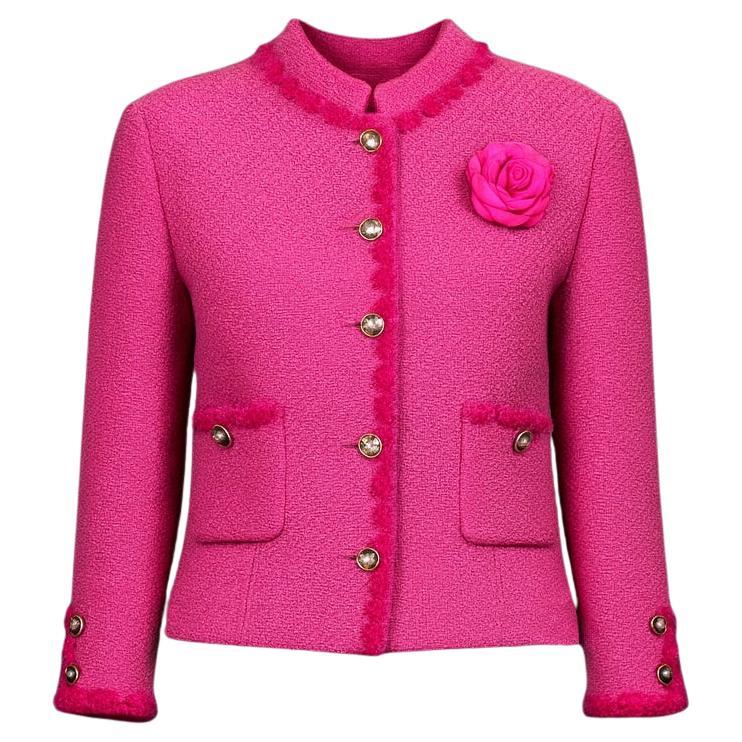CHANEL New 2024 Paris / Manchester Fuchsia Tweed Jacket 38 FR