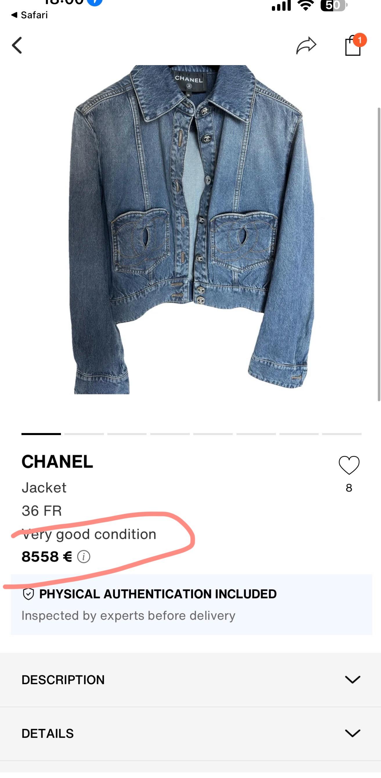 Chanel New 2024 Spring CC Heart Logo Denim Jacket 40 FR For Sale 3