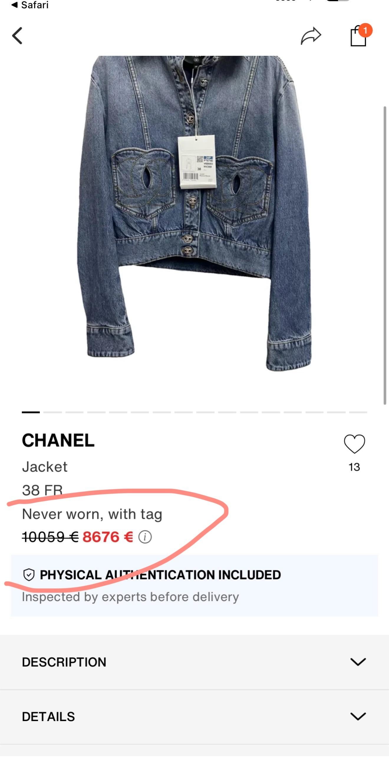 Chanel New 2024 Spring CC Heart Logo Denim Jacket 40 FR For Sale 4