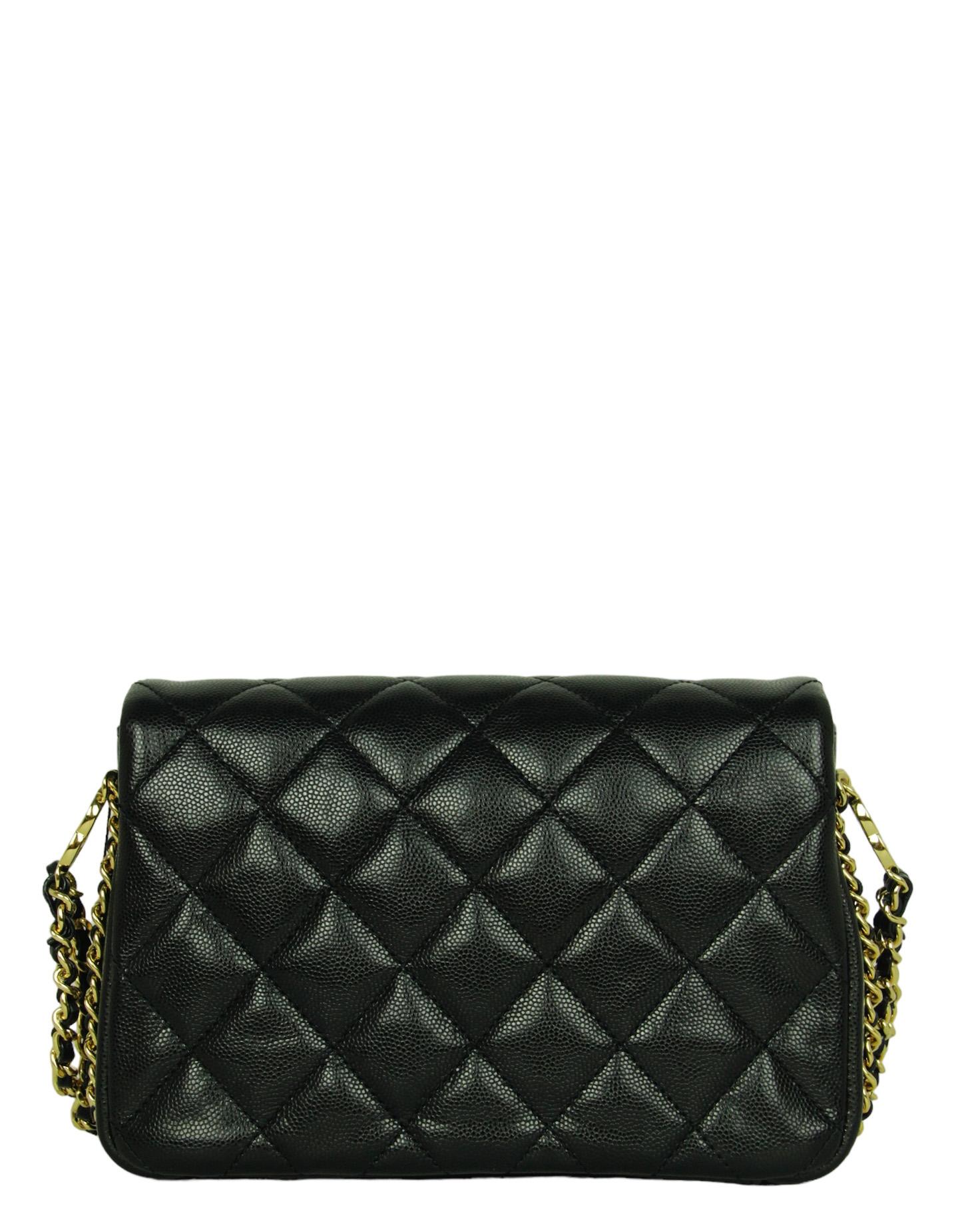 Women's Chanel NEW 23C Black Quilted Caviar Leather CC Coco You Flap Bag