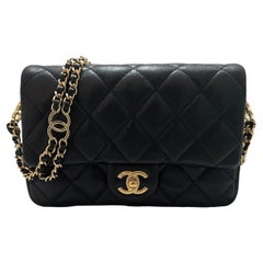 Chanel NEW 23C Black Quilted Caviar Leather CC Coco You Flap Bag