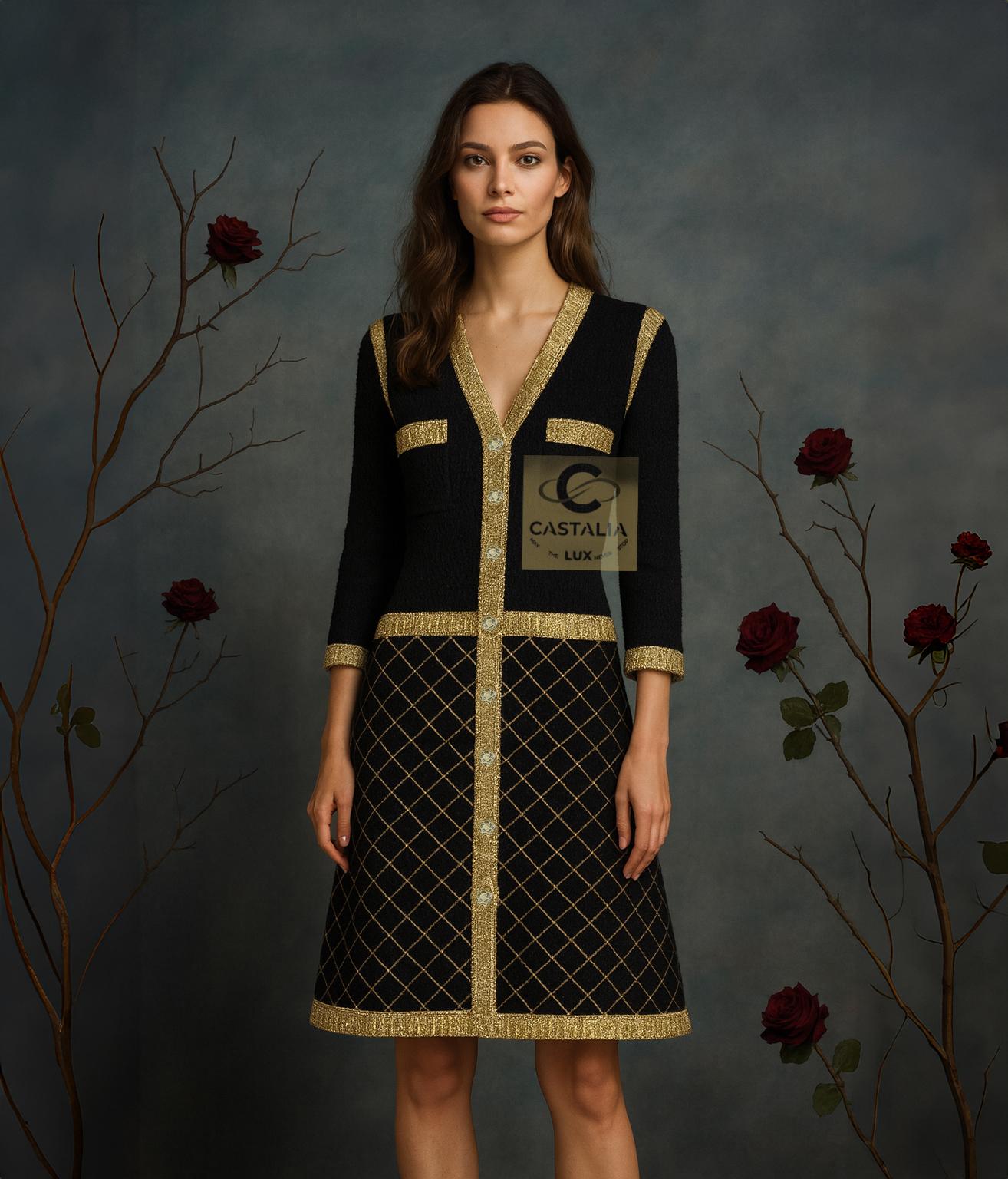 CHANEL Neu 9K$ Ikonische Coco Brasserie Gesteppte Jacke Kleid 38 FR im Zustand „Neu“ im Angebot in Dubai, AE