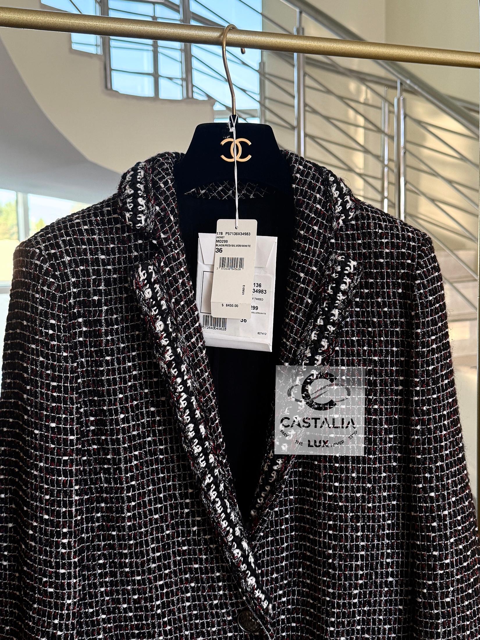 Chanel New Ad Campaign Black Shimmer Tweed Jacket 36 FR For Sale 7
