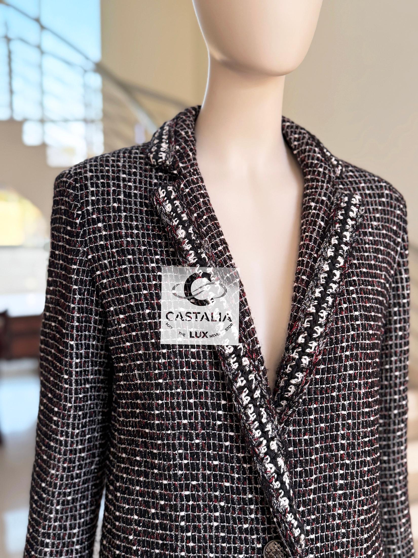 Chanel New Ad Campaign Black Shimmer Tweed Jacket 36 FR For Sale 8