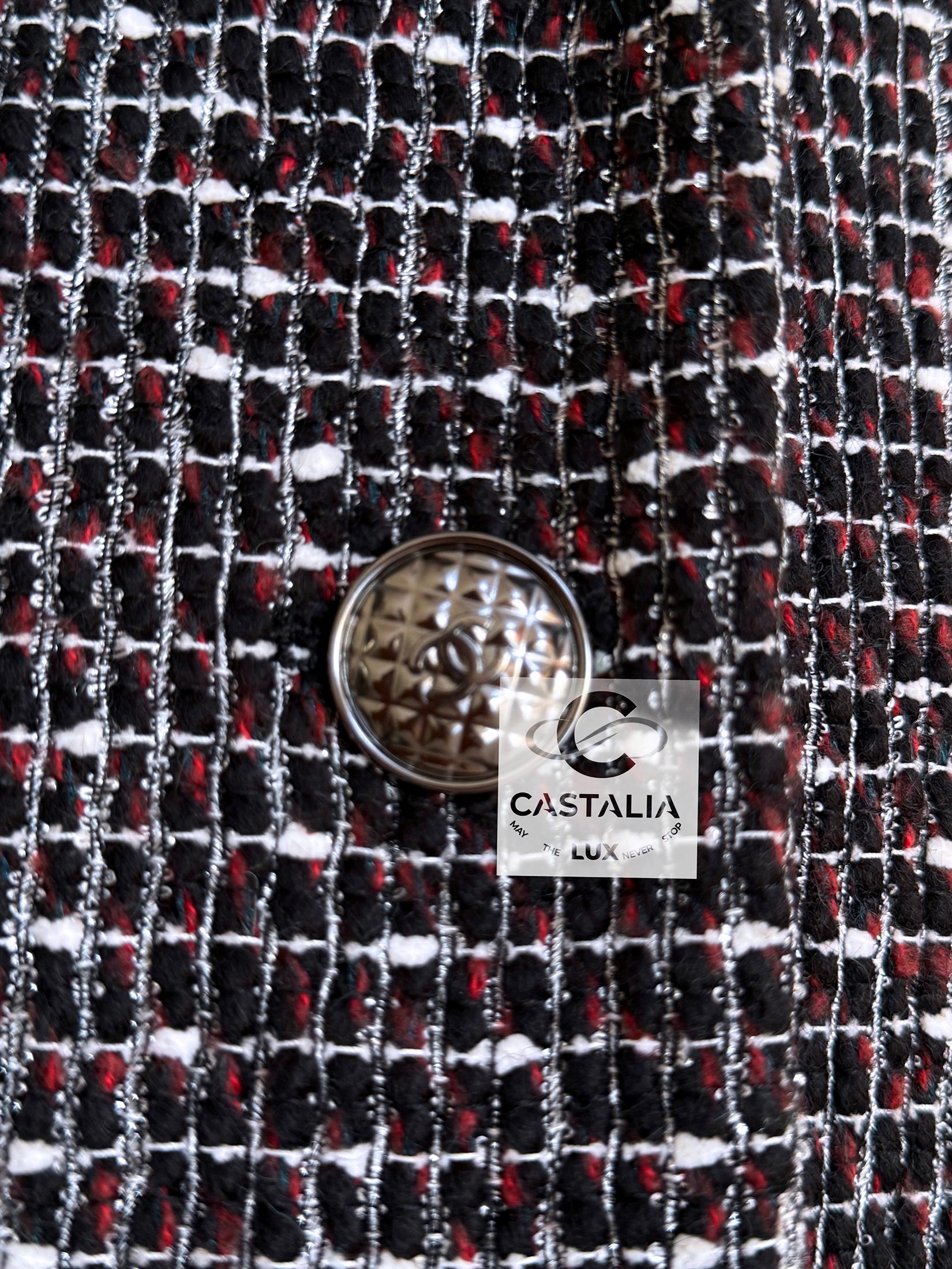 Chanel New Ad Campaign Black Shimmer Tweed Jacket 36 FR For Sale 9